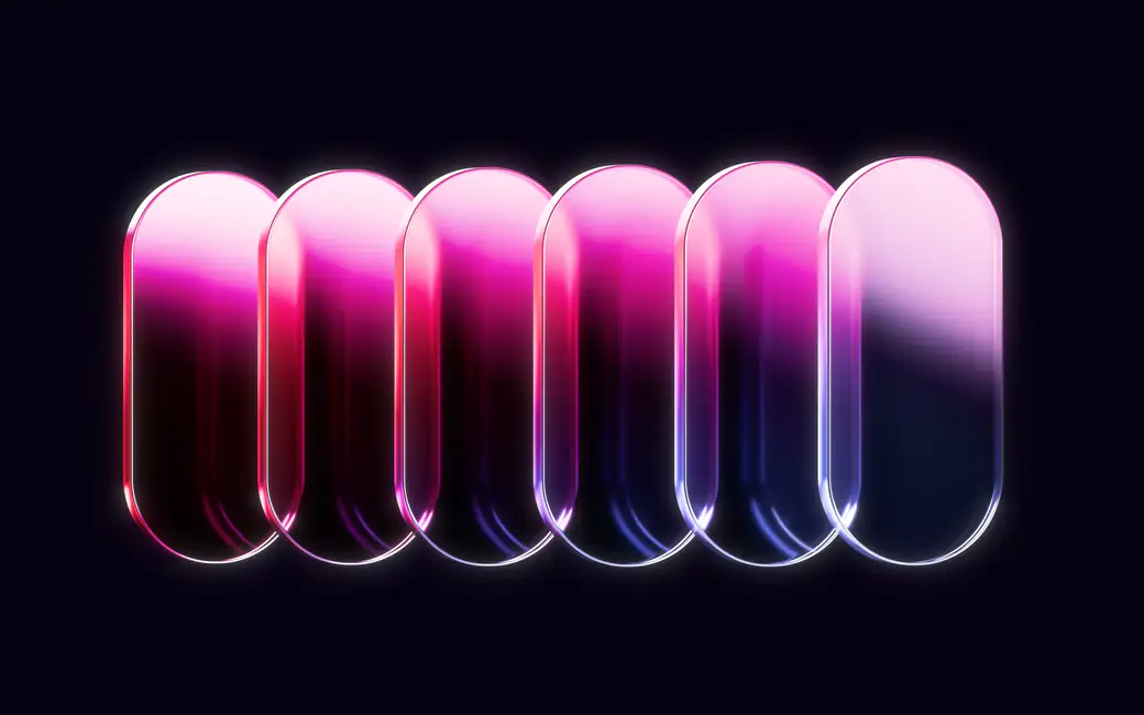 Neon Gradient Glow Capsules — desktop and phone wallpaper, free download