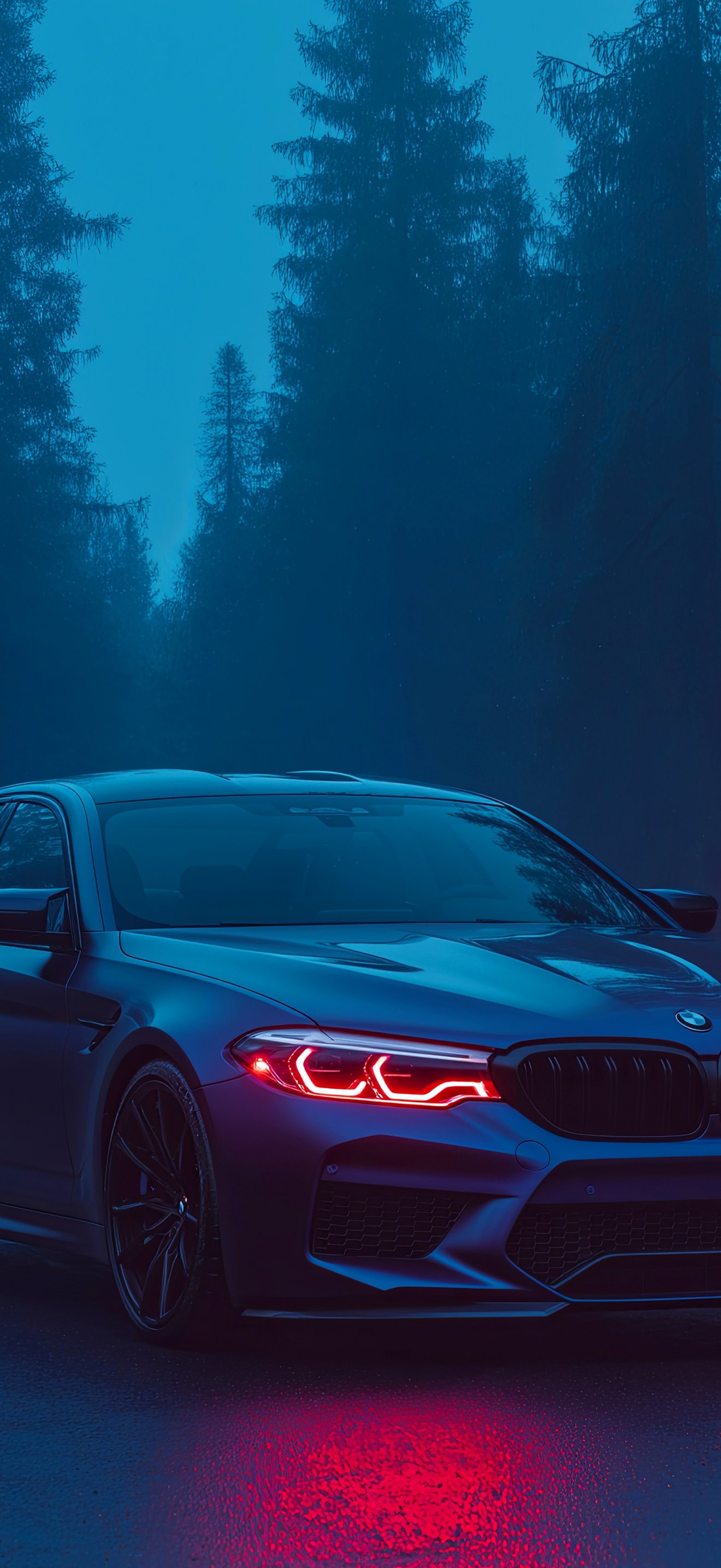 BMW M5 with Red LED Lights at Night - Wallpapers for iPhone 18 Pro Max/17 Pro Max/16 Pro Max in 1320x2868 resolution