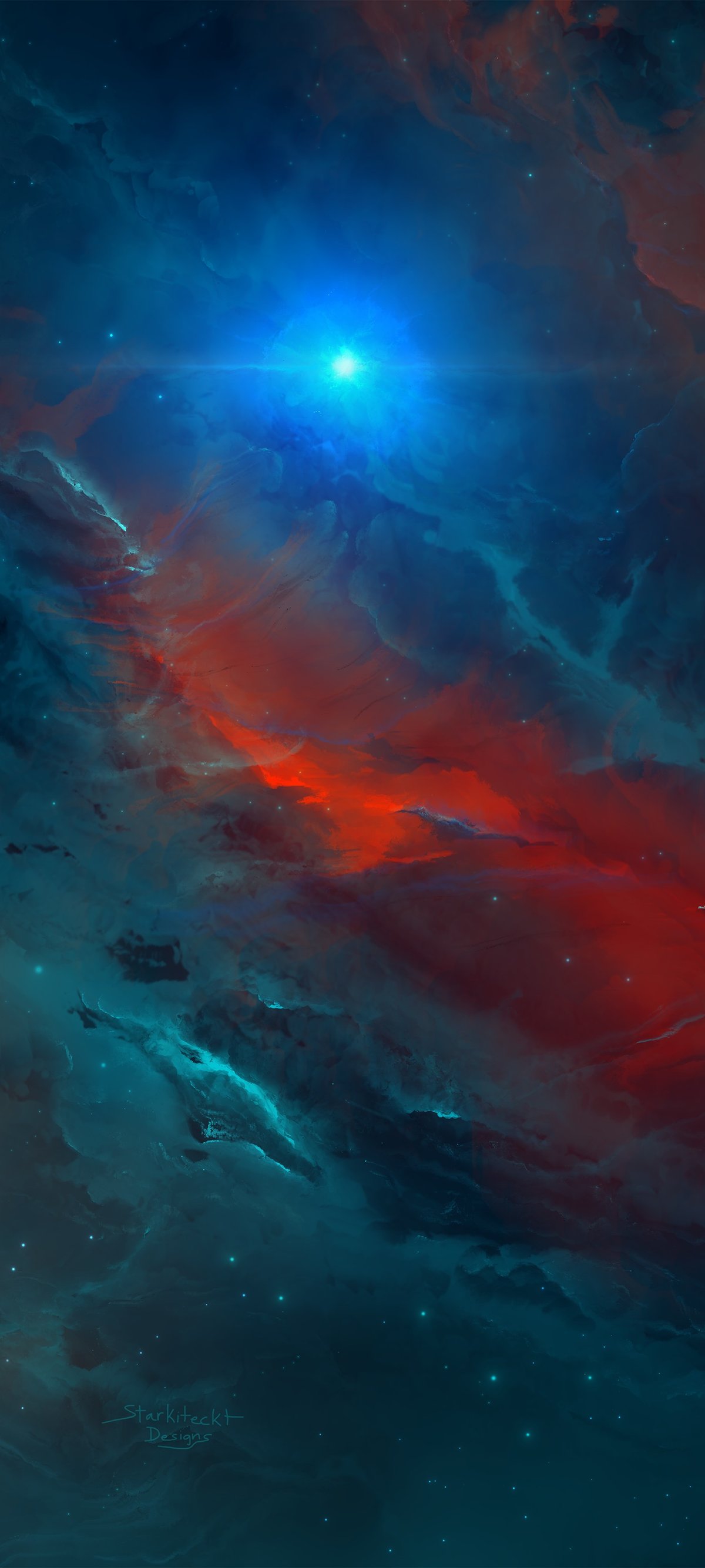 Turquoise Nebula with Stars - Wallpapers for Xiaomi 15 in 1200x2670 resolution