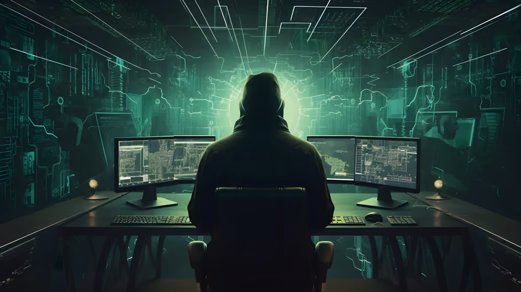 Hacker Programming on Multiple Monitors — desktop and phone wallpaper, free download