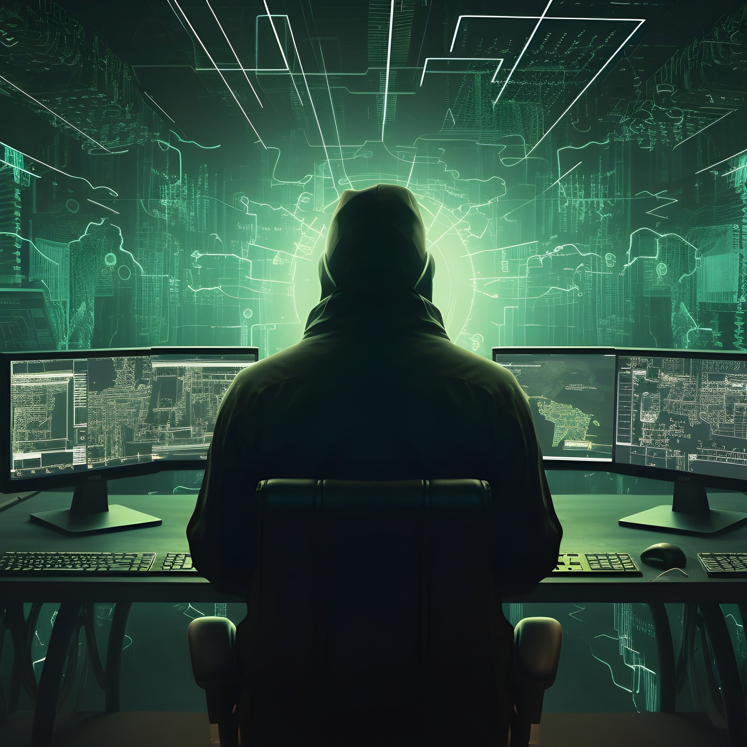 Hacker Programming on Multiple Monitors - Wallpapers for Samsung Galaxy Tab S9 FE+/Tab S11, Xiaomi Pad 5, Redmi Pad 2 Pro, POCO Pad in 2560x2560 resolution