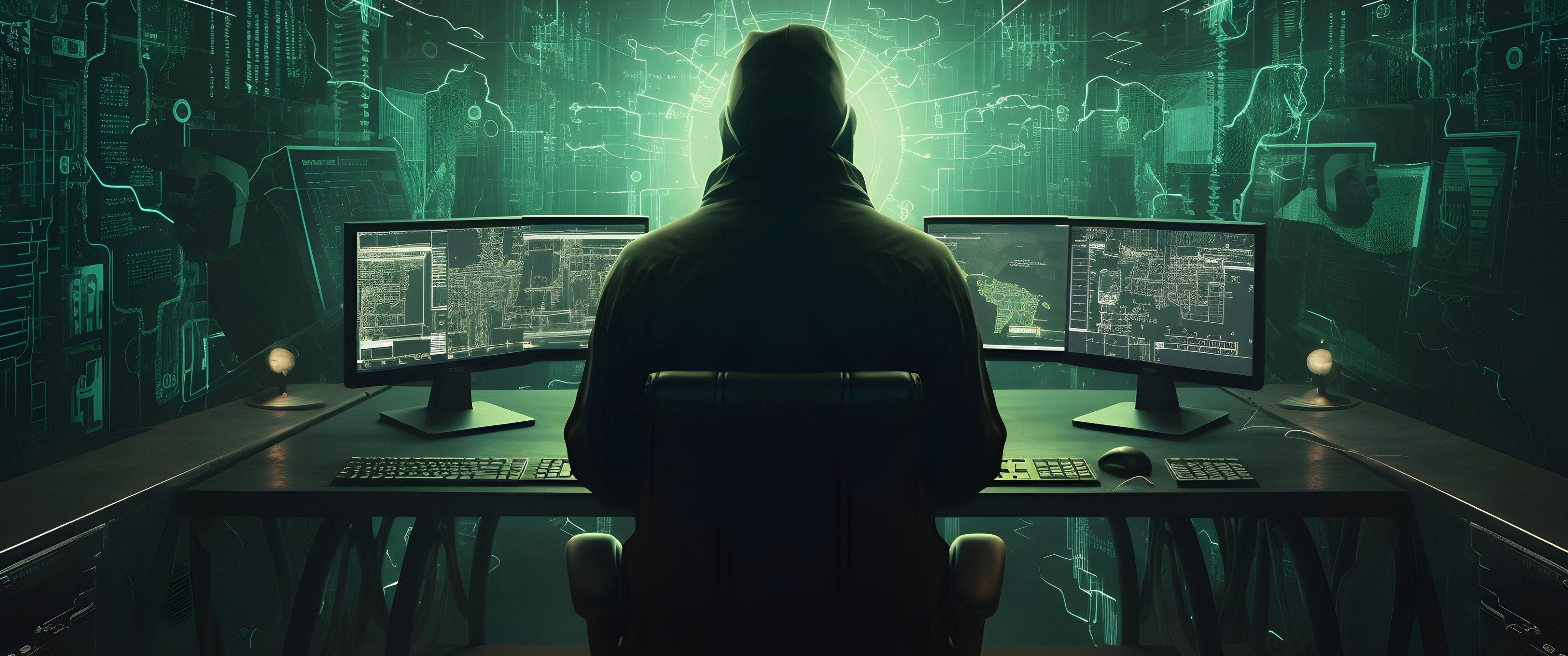 Hacker Programming on Multiple Monitors - UltraWide 21:9 wallpapers in 3440x1440 resolution