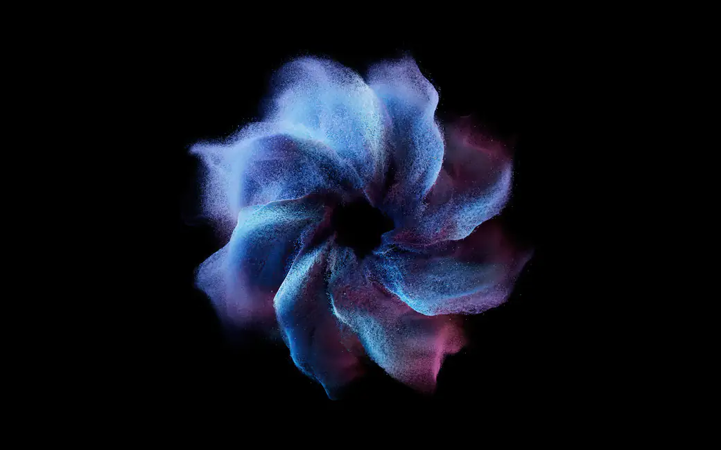 Blue Sand Particle Flower — desktop and phone wallpaper, free download