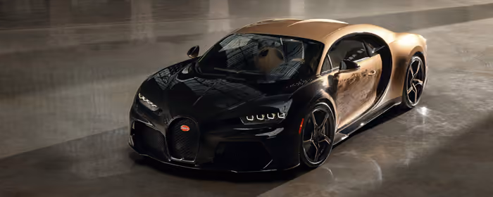 UltraWide 32:9 обои Bugatti (3840x1080): Bugatti Chiron, роскошь, кастомизация, золото