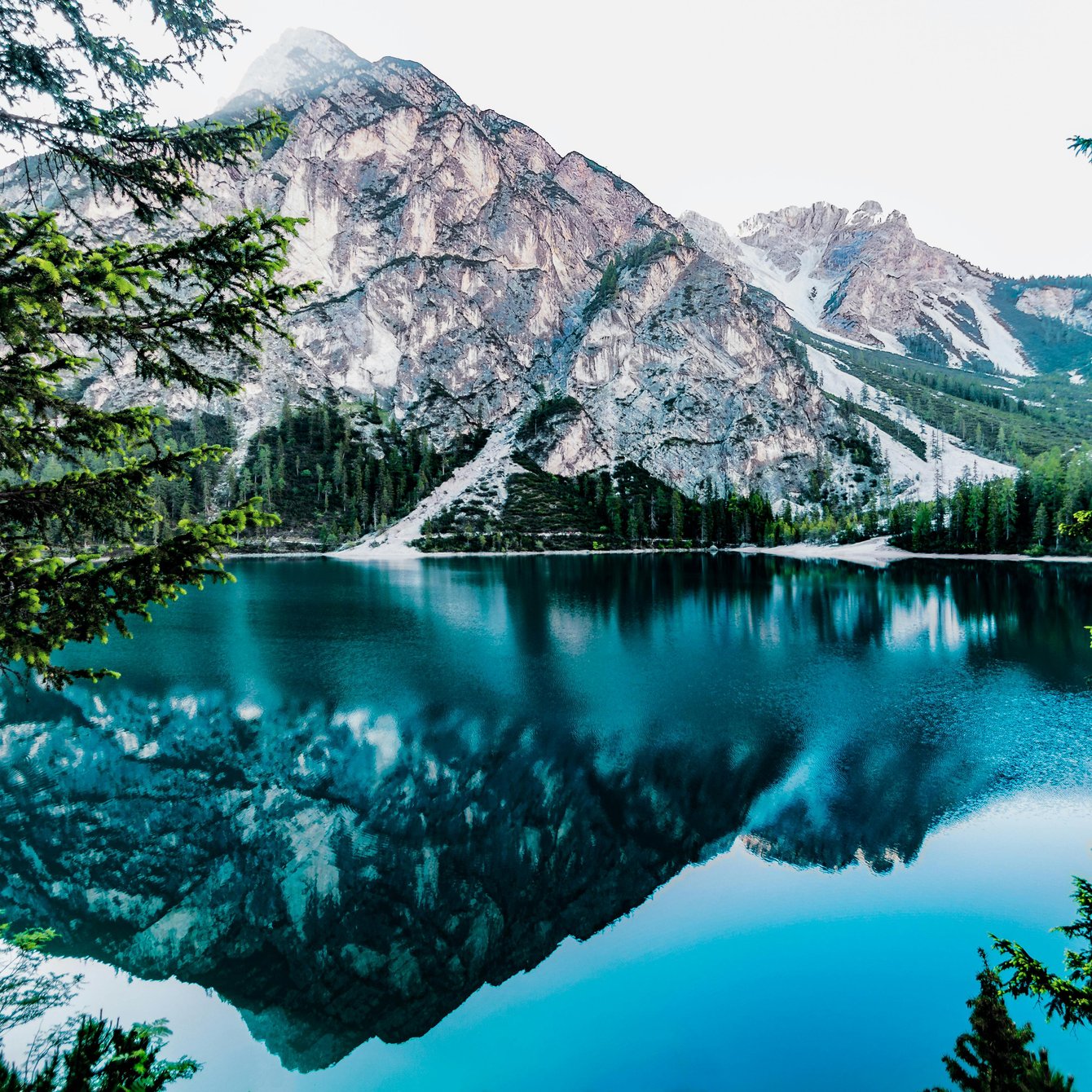 Lake Braies in Dolomites Alps - Wallpapers for Samsung Galaxy Tab in 1340x1340 resolution