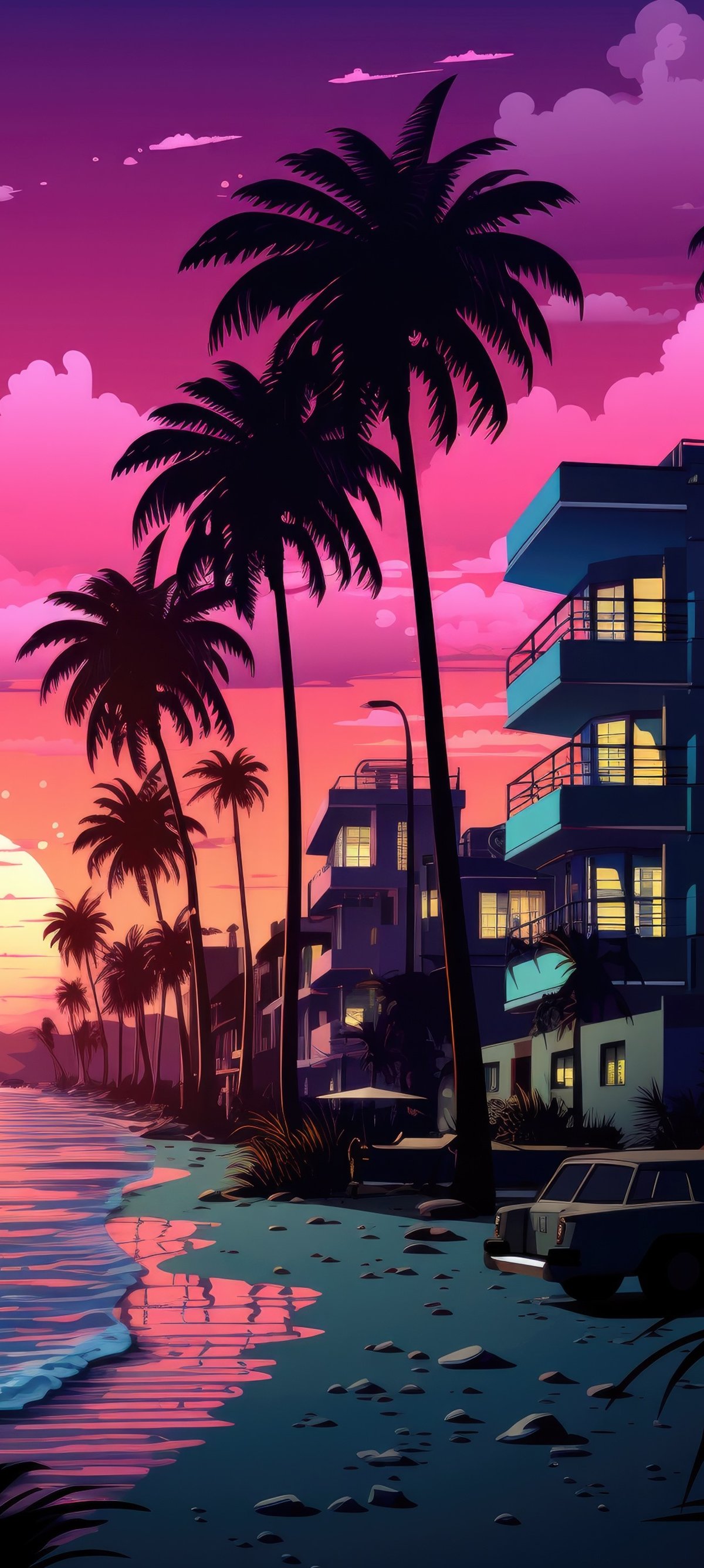 Tropical pink sunset - Wallpapers for Xiaomi 15 in 1200x2670 resolution