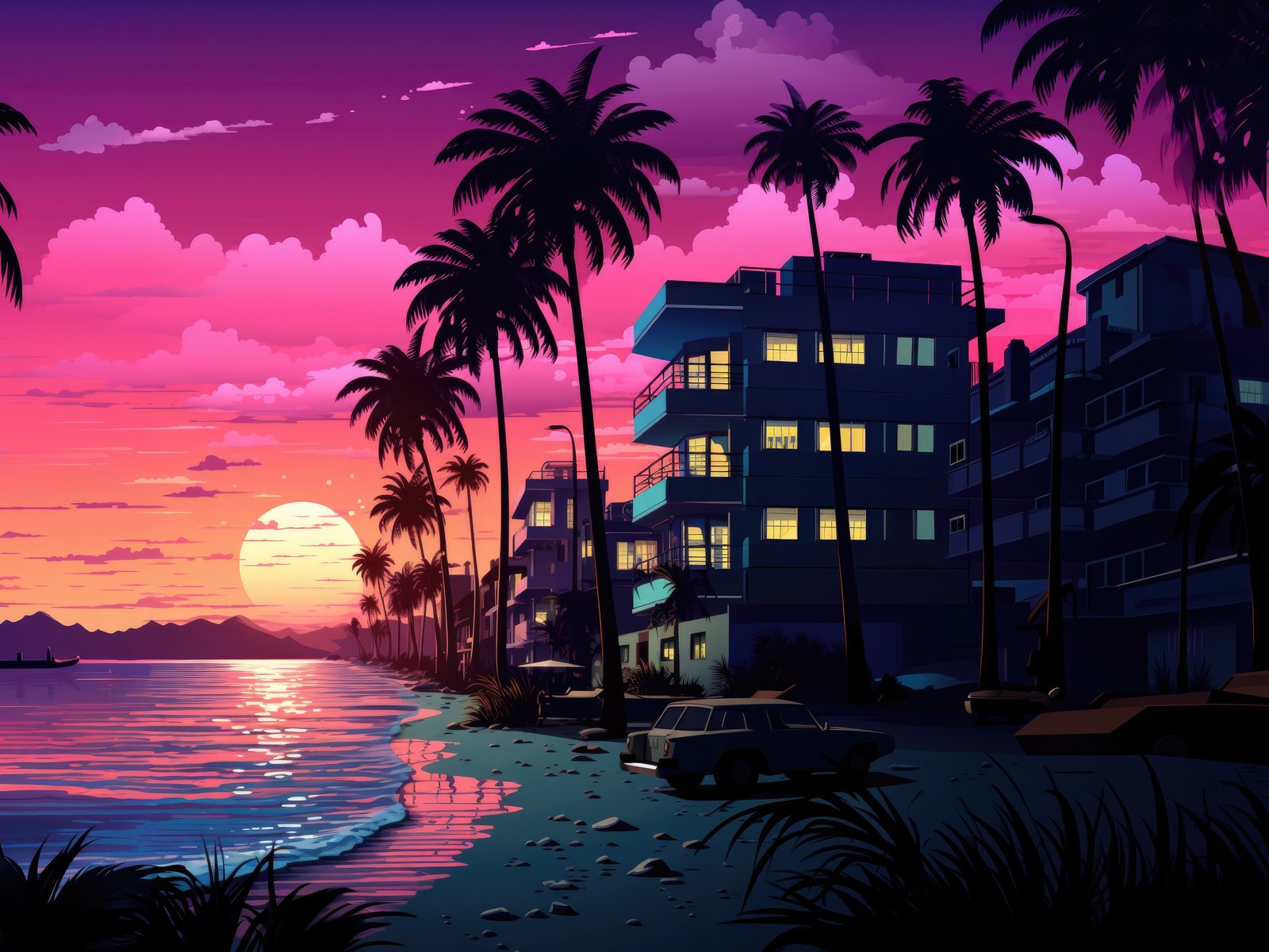Tropical pink sunset - UXGA wallpapers in 1600x1200 resolution