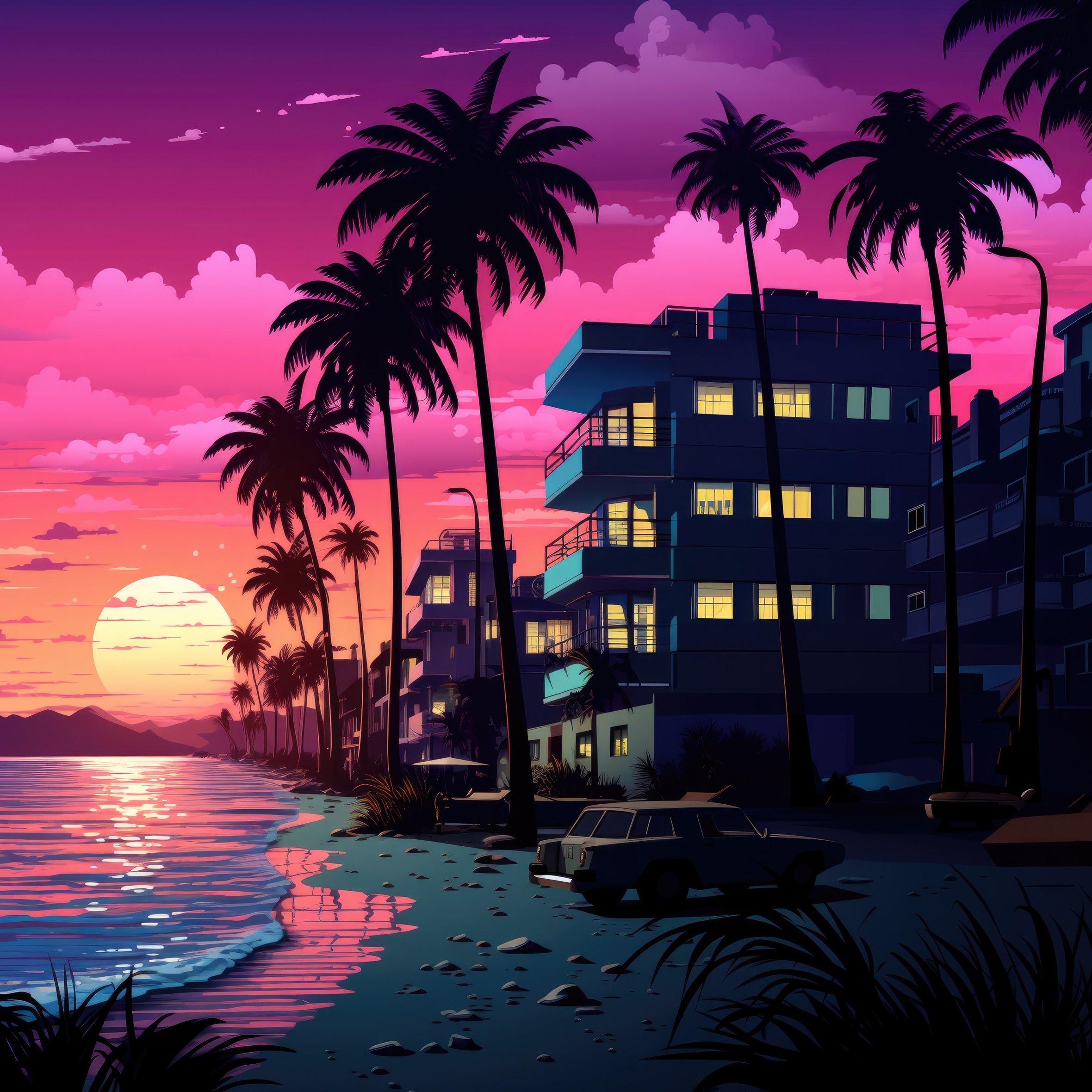 Tropical pink sunset - Wallpapers for iPad Air 10.9″ in 2360x2360 resolution