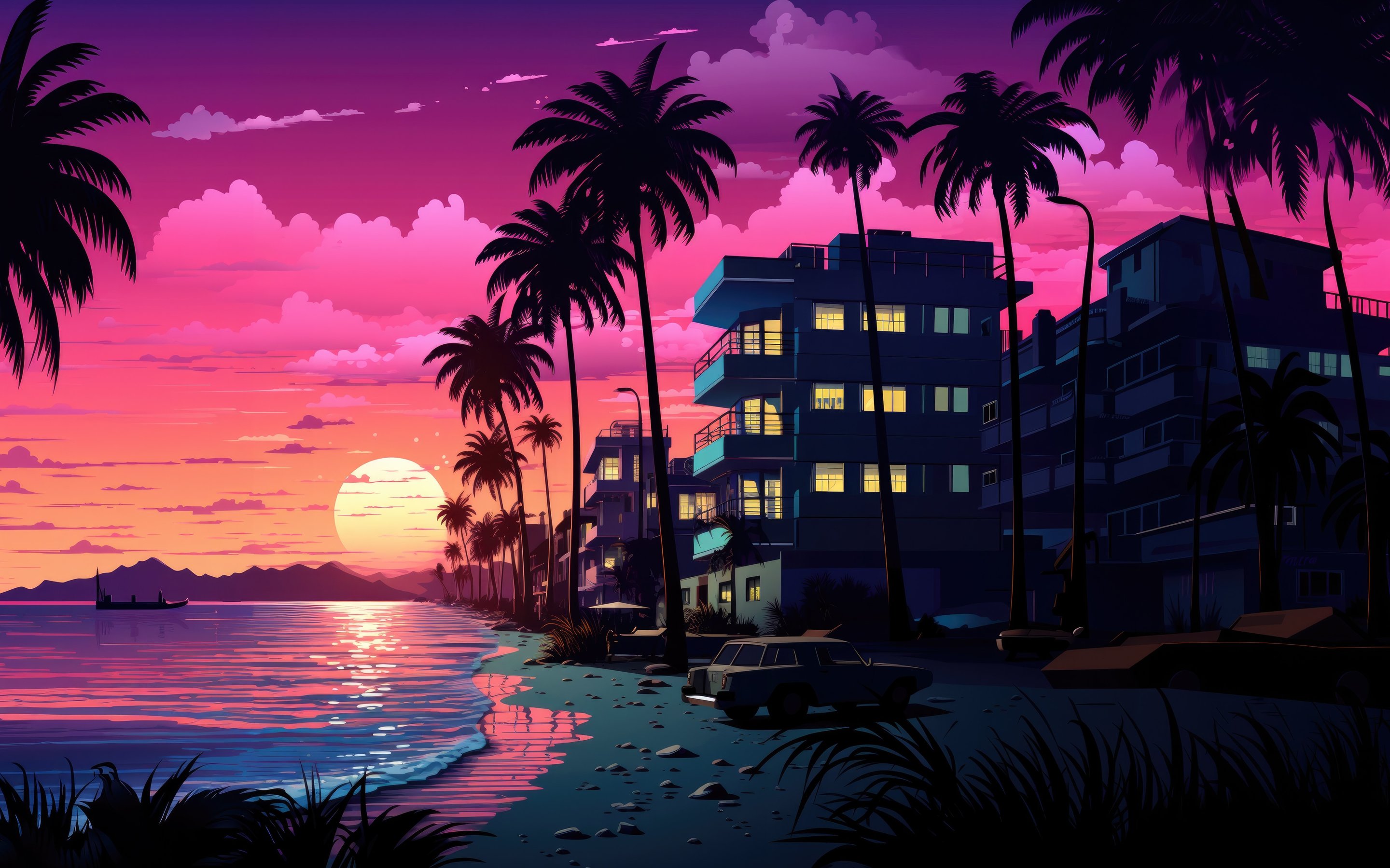 Tropical pink sunset - Wallpapers for Apple MacBook 15″ in 2880x1800 resolution