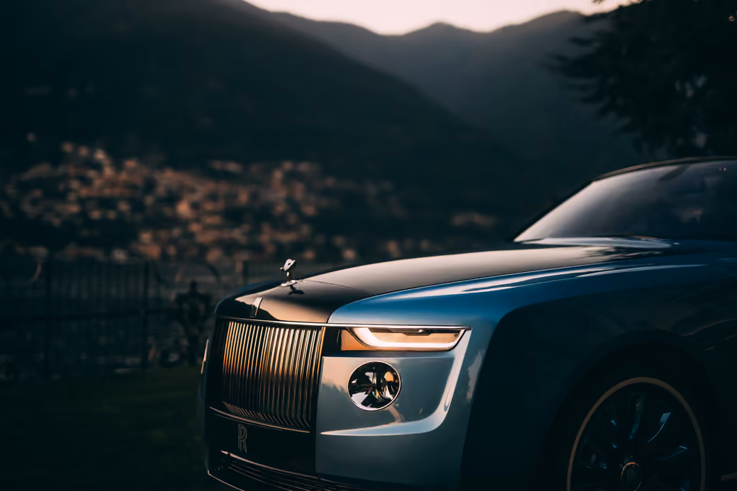 Rolls-Royce Boat Tail evening front view — desktop and phone wallpaper, free download