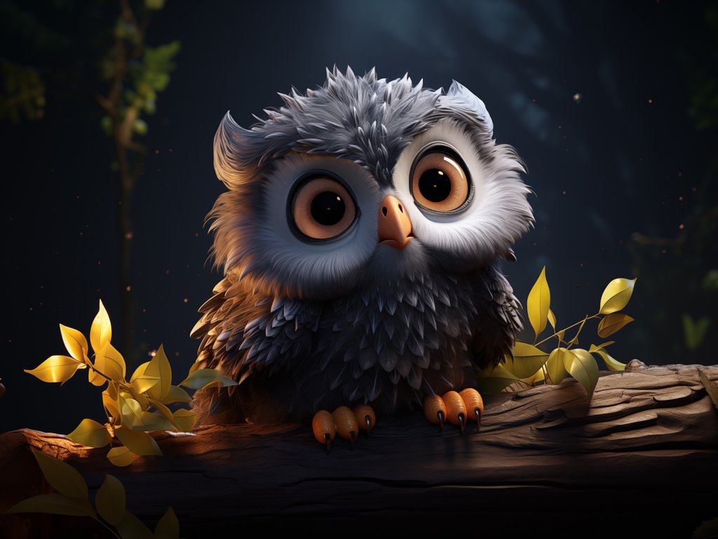 Cute owl sitting on tree branch - XVGA wallpapers in 1024x768 resolution
