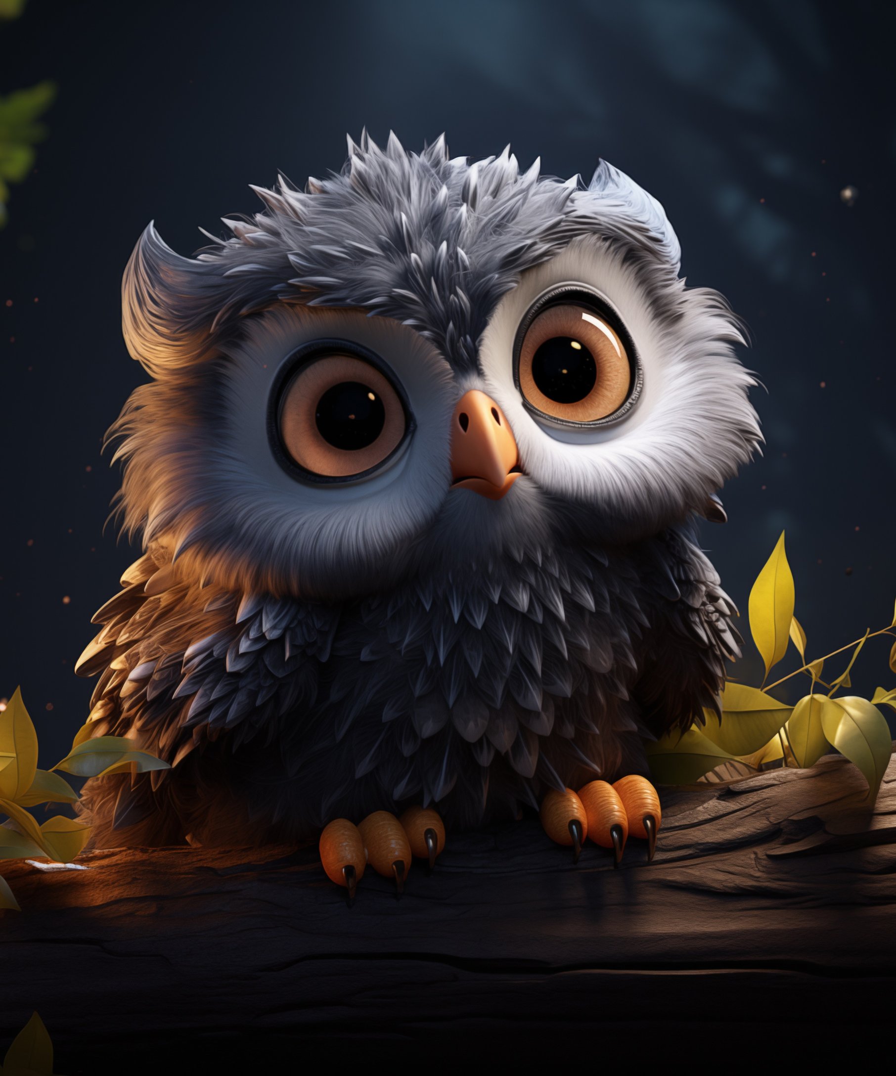 Cute owl sitting on tree branch - Wallpapers for Samsung Galaxy Z Fold4/Z Fold5/Z Fold6 in 1812x2176 resolution