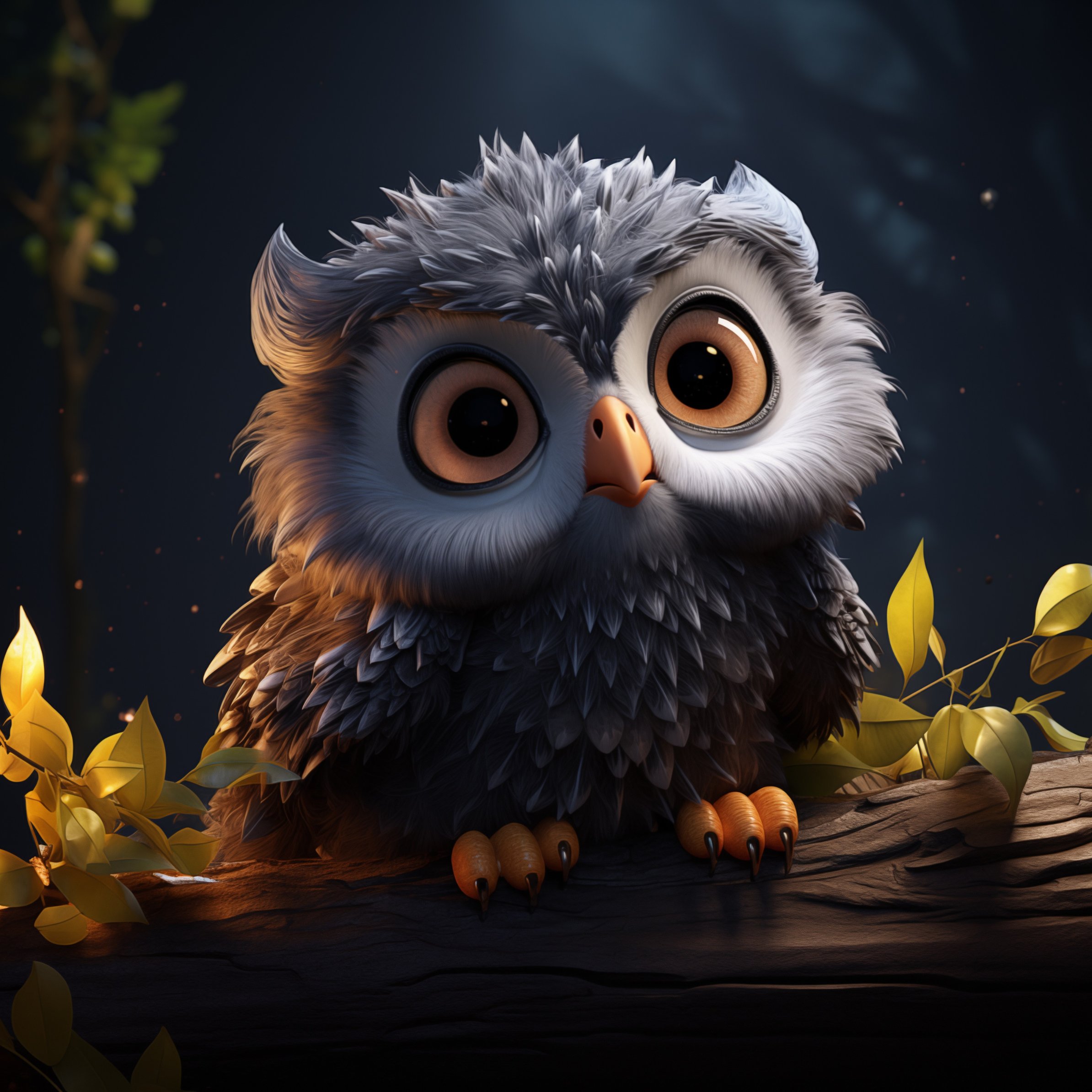 Cute owl sitting on tree branch - Wallpapers for iPad Pro 11″ in 2388x2388 resolution