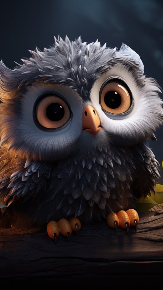 Cute owl sitting on tree branch - Wallpapers for Samsung, HTC, Sony in 540x960 resolution