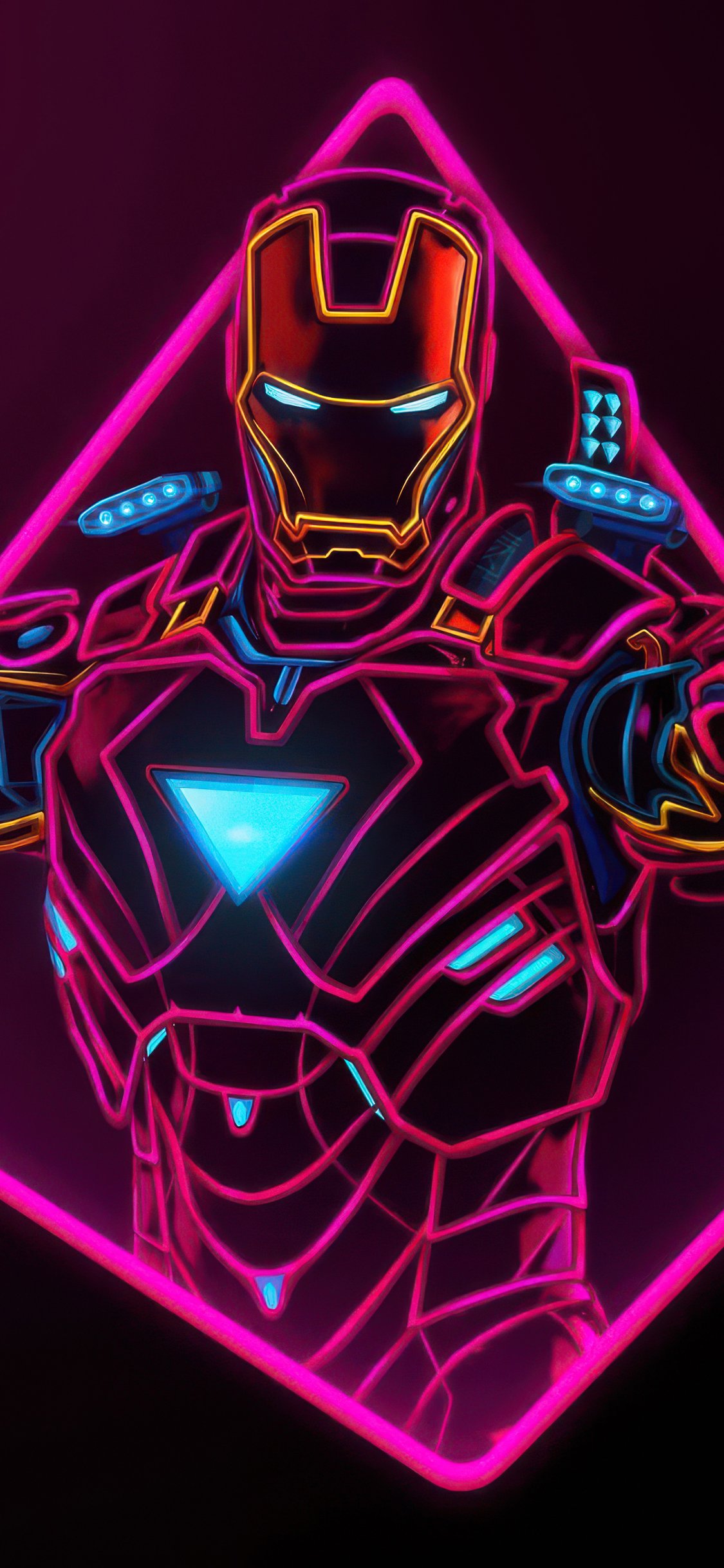 Iron Man Neon Retrowave Poster - Wallpapers for iPhone X/XS/11 Pro in 1125x2436 resolution