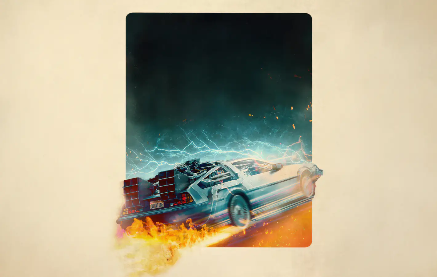 DeLorean с огнем и молниями — обои на рабочий стол и телефон