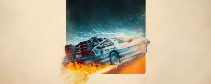 UltraWide 32:9 обои молния (3840x1080): Назад в будущее, DeLorean DMC-12, огонь, молния