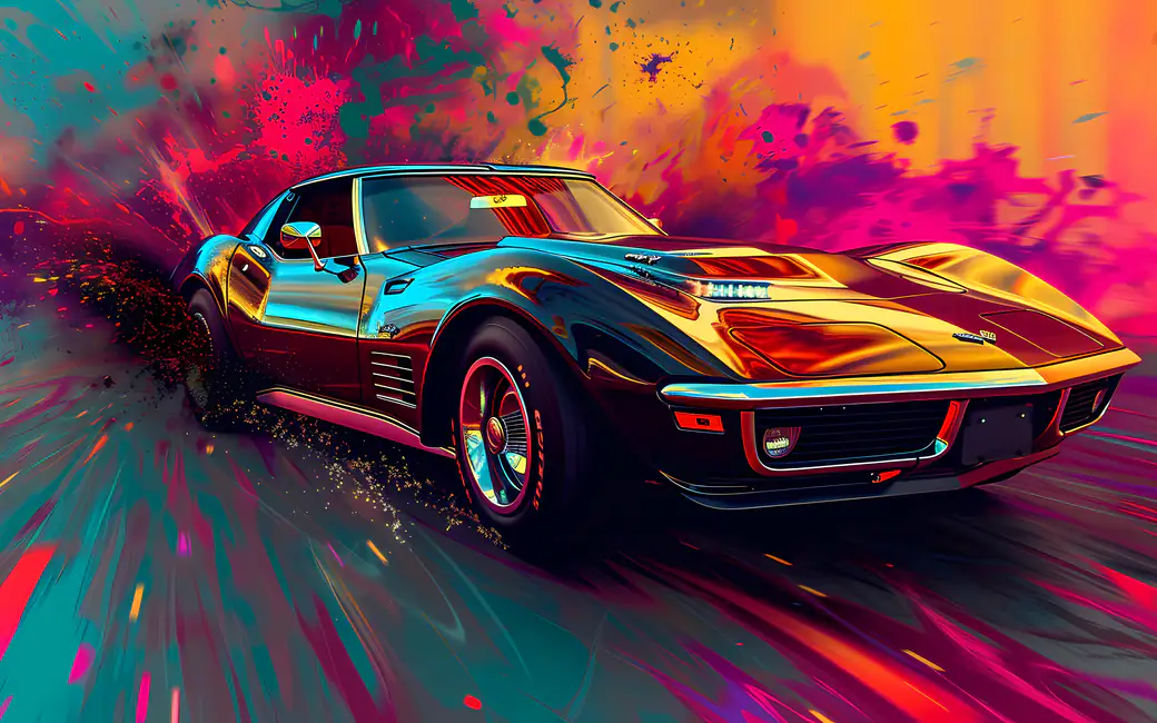 Ретро маслкар Chevrolet Corvette Stingray — обои на рабочий стол и телефон