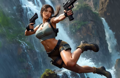 Обои героиня для Samsung Galaxy Tab S9 FE+/Tab S11, Xiaomi Pad 5, Redmi Pad 2 Pro, POCO Pad (2560x2560): Лара Крофт, Tomb Raider, девушка, брюнетка