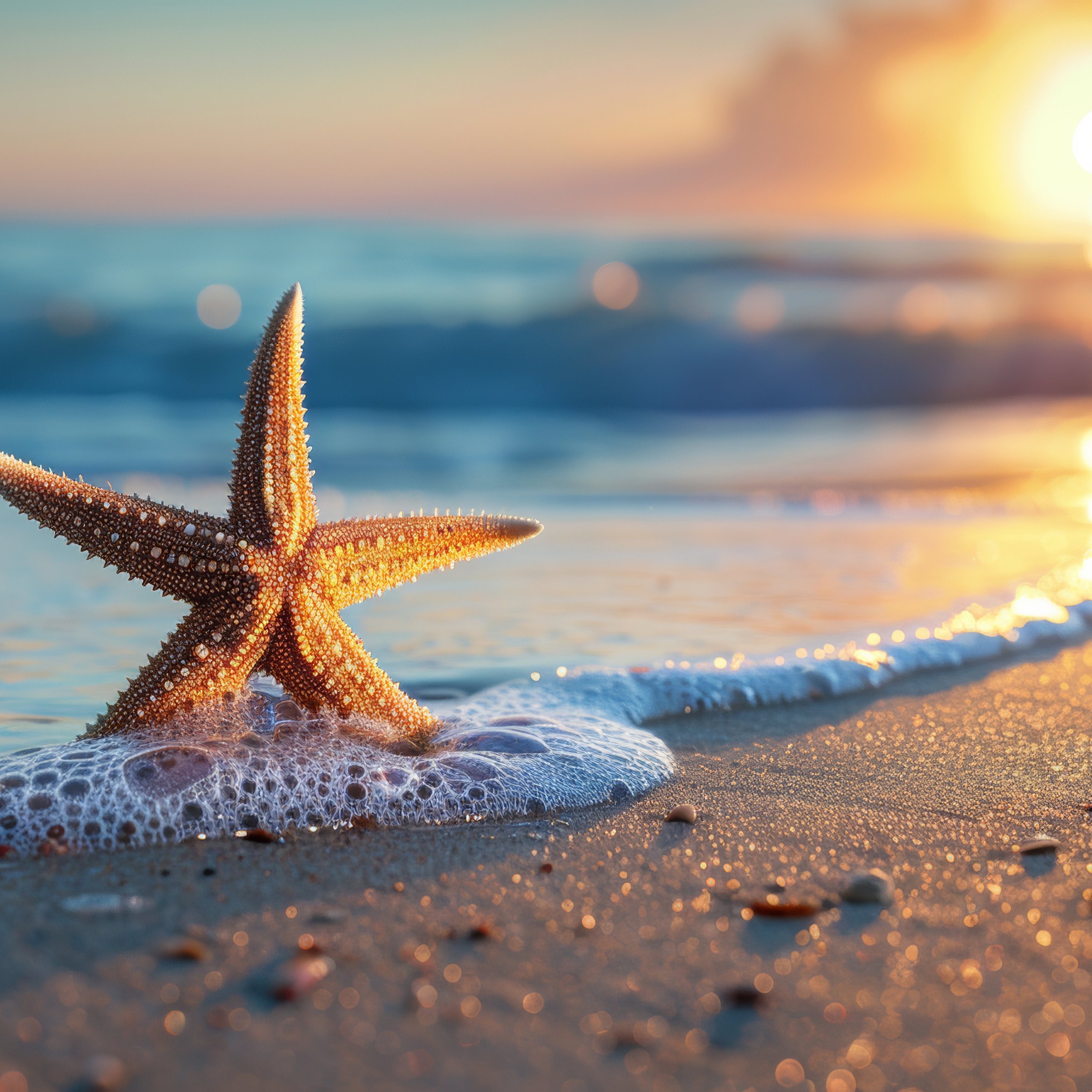 Starfish on Beach at Sunset - Wallpapers for iPad Air 10.9″ in 2360x2360 resolution