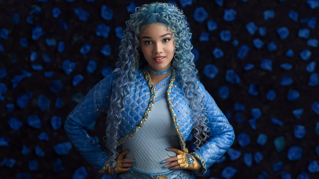 Malia Baker in Blue Costume — desktop and phone wallpaper, free download