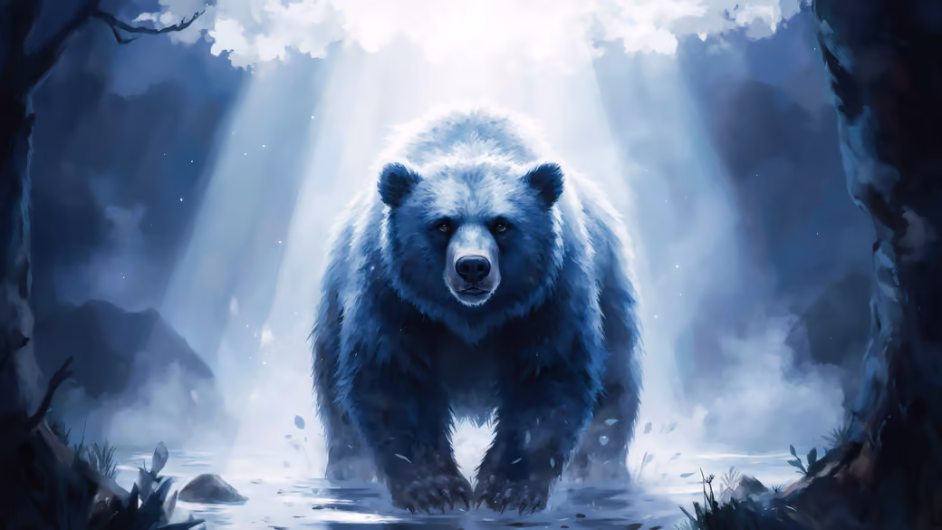 Bear in Moonlit Forest - UltraWide 32:9 wallpapers in 5120x1440 resolution