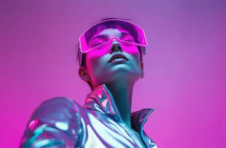 WSXGA+ jacket wallpapers (1680x1050): woman, neon, glasses, glamor