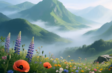 Nature wallpapers: mountains, summer, valley, fog