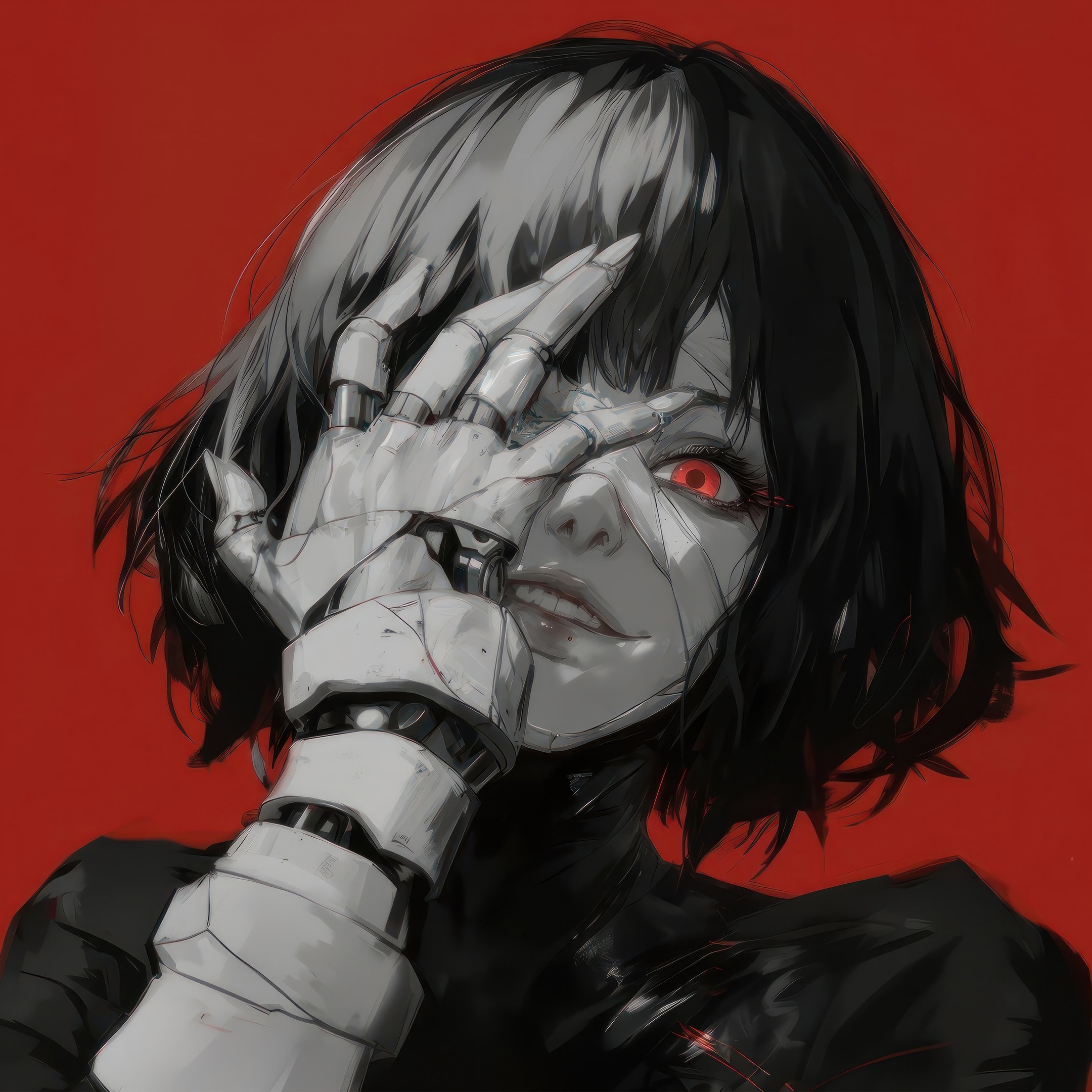 Anime girl with a robotic arm - Wallpapers for iPad 10.2″ in 2160x2160 resolution