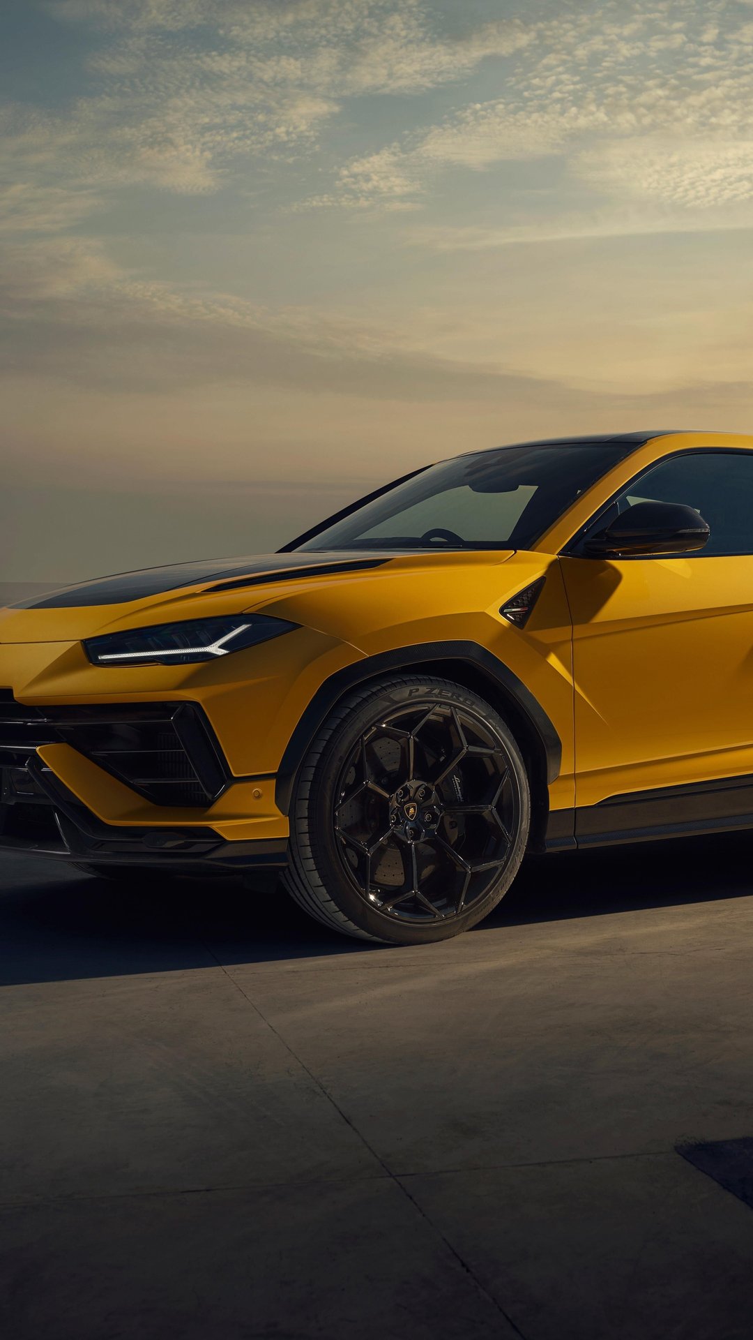 Yellow Lamborghini Urus at Sunset - Wallpapers for Samsung, Honor, Sony in 1080x1920 resolution