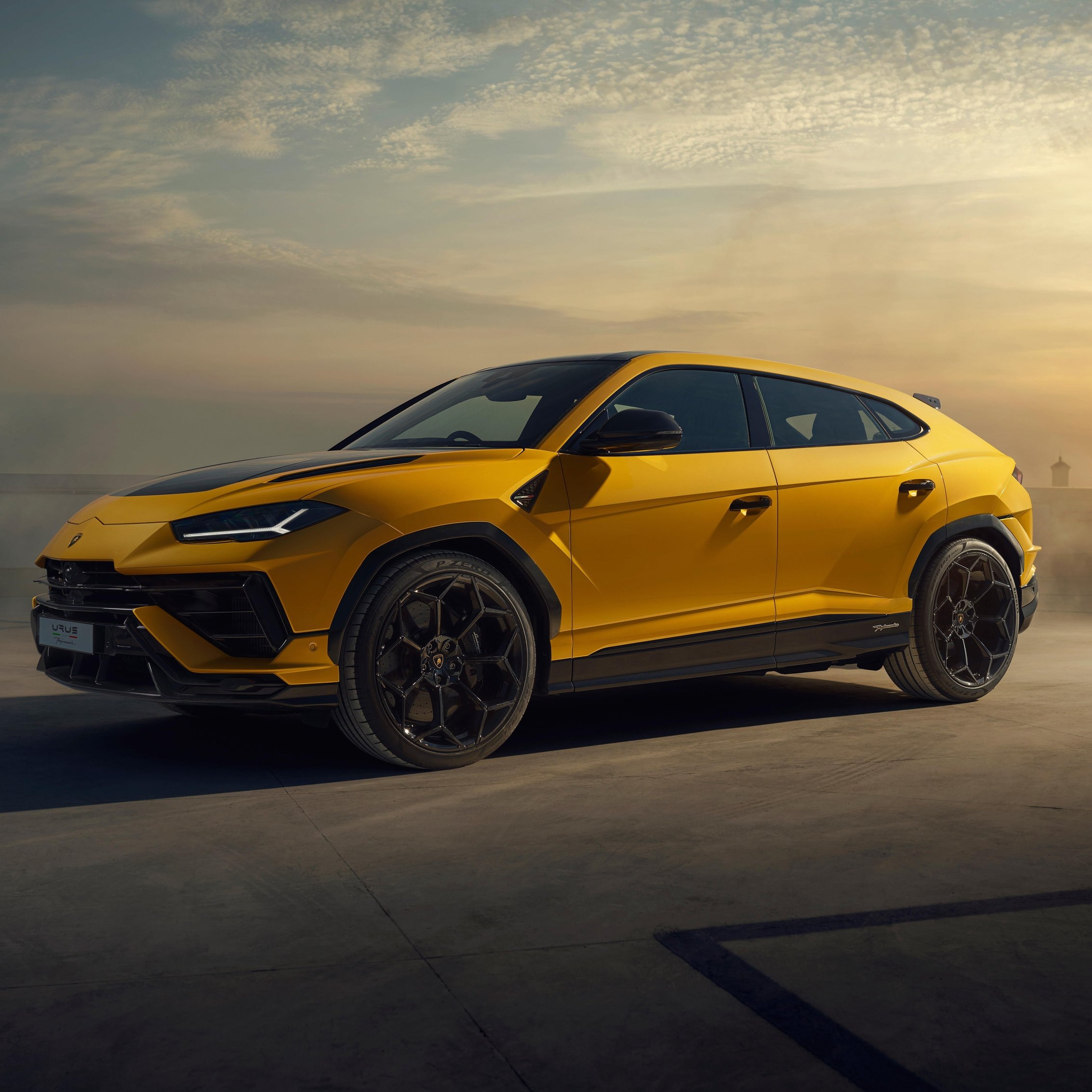 Yellow Lamborghini Urus at Sunset - Wallpapers for iPad mini 8.3″ in 2266x2266 resolution