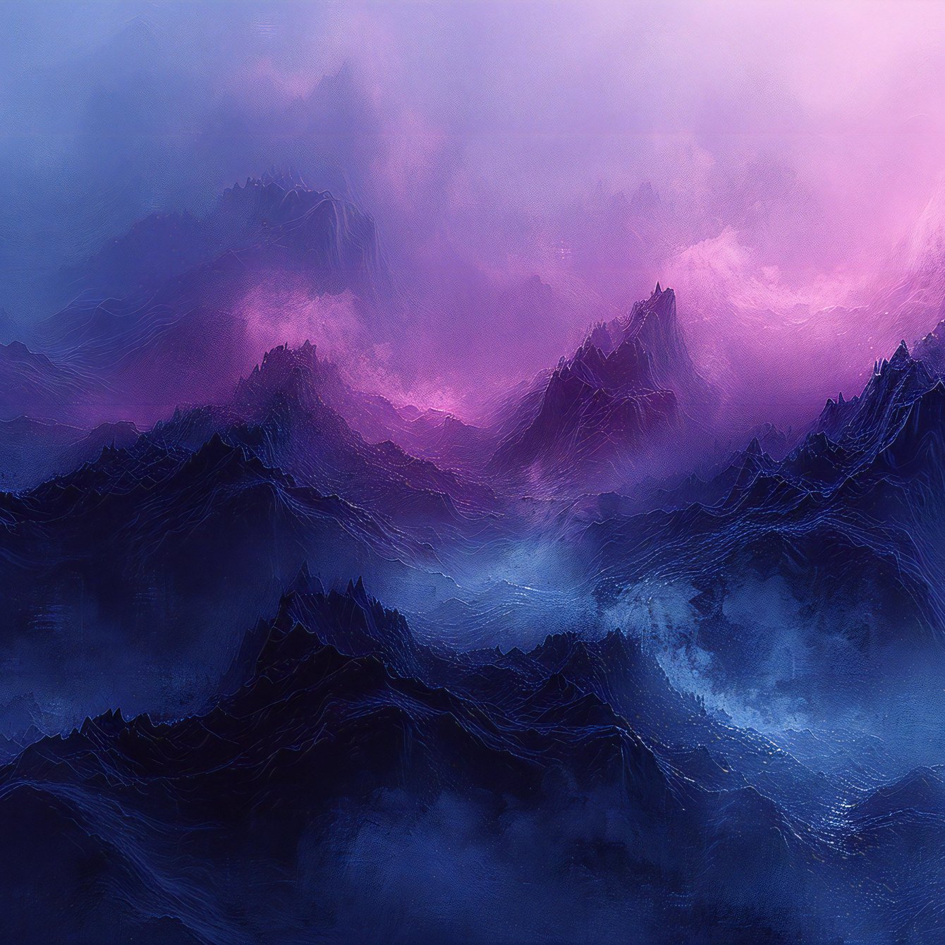 Abstract Mountains in Misty Valley - Wallpapers for Samsung Galaxy Tab in 1340x1340 resolution