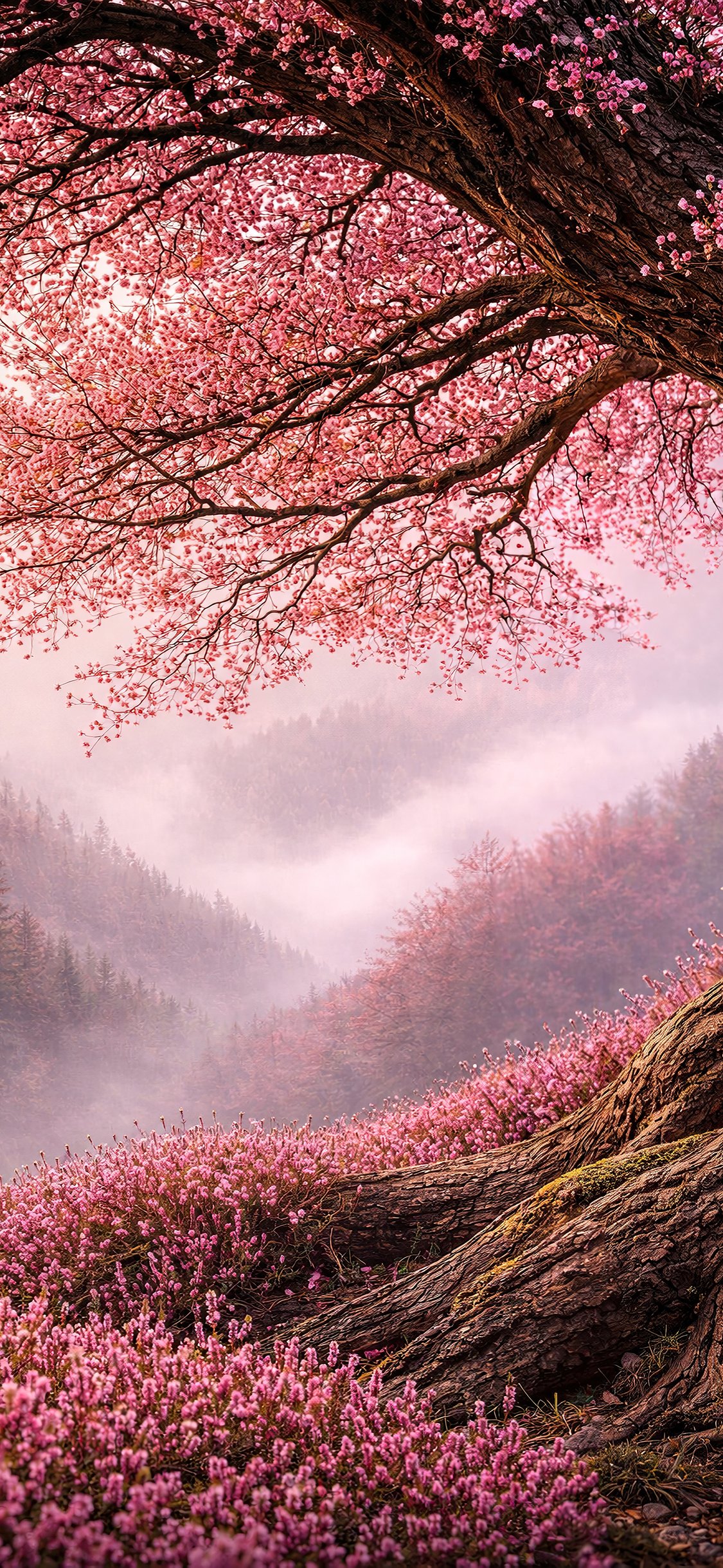 Large Pink Blossoming Tree - Wallpapers for iPhone X/XS/11 Pro in 1125x2436 resolution