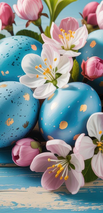 Easter Eggs and Blossoms - Wallpapers for Samsung in 360x740 resolution