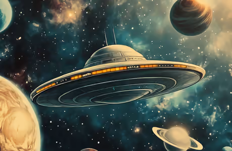 UFO Wallpapers for Samsung Galaxy Tab (1340x1340): UFO, spaceship, alien, planet