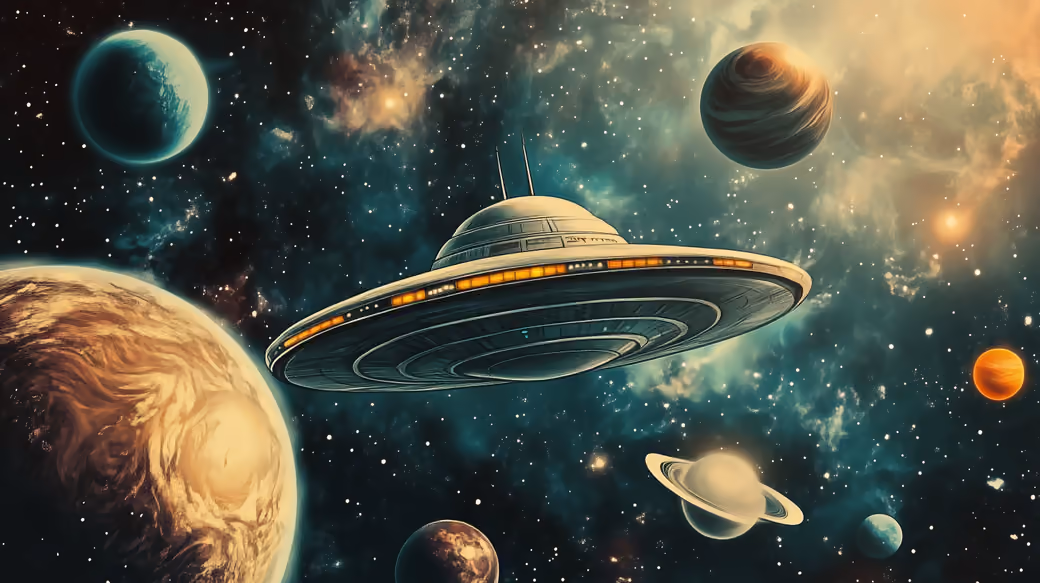 Flying UFO in space - Full HD wallpapers in 1920x1080 resolution