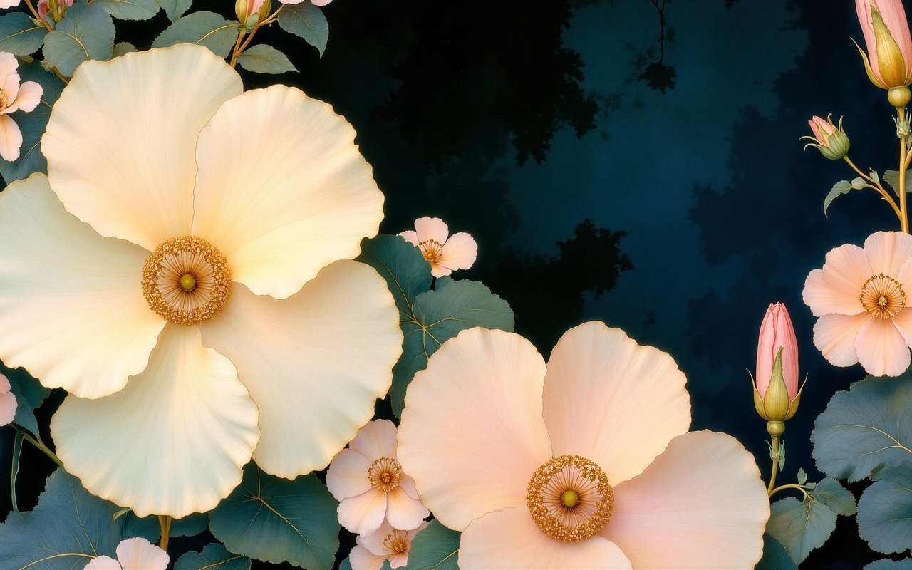White Flowers with Large Petals - WXGA_1280 wallpapers in 1280x800 resolution