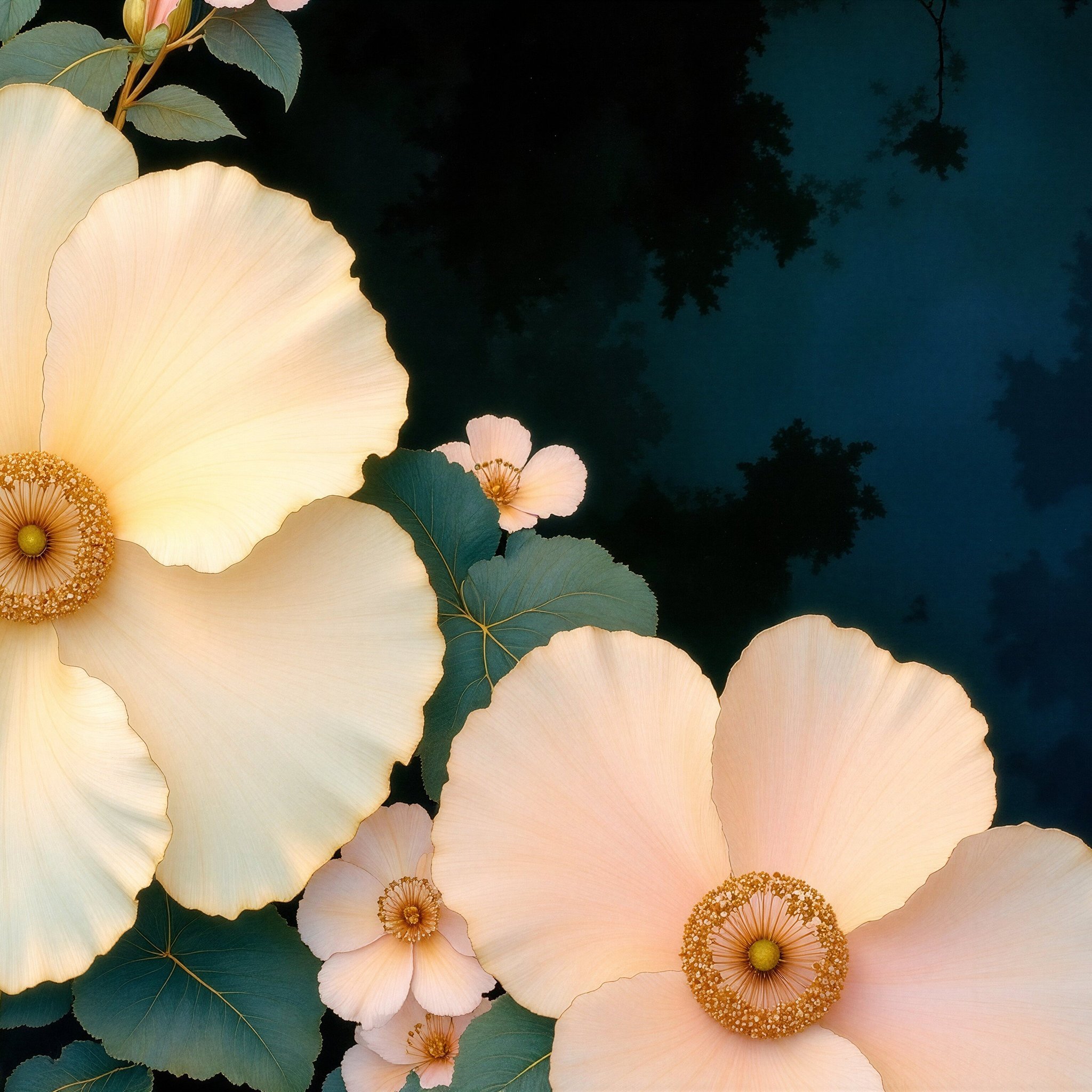White Flowers with Large Petals - Wallpapers for iPad Retina in 2048x2048 resolution