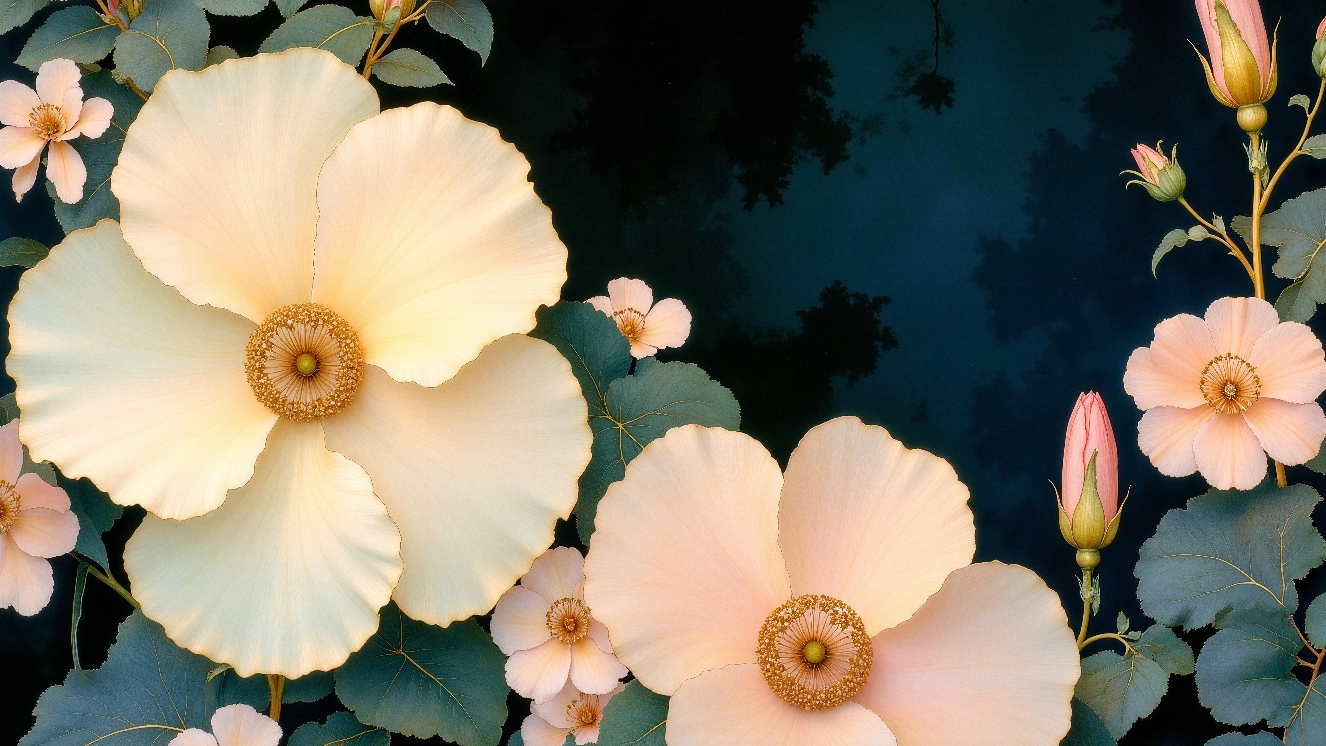 White Flowers with Large Petals - Wallpapers for Apple iMac 24″ in 4480x2520 resolution