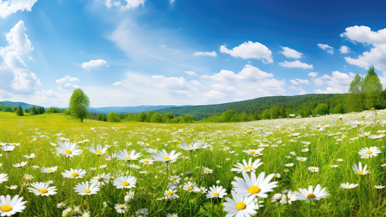 Summer Meadow with Daisies - HDV 720p wallpapers in 1280x720 resolution