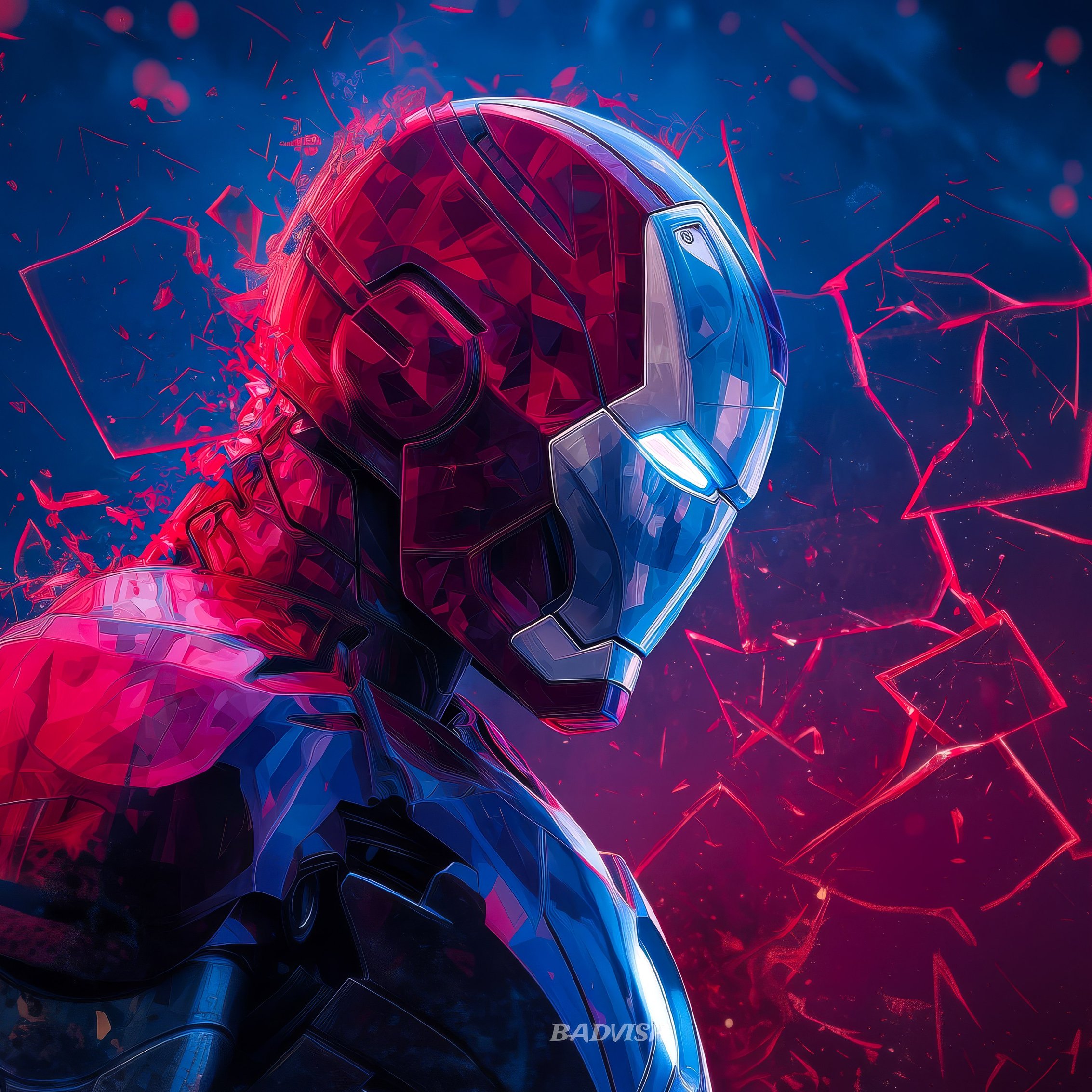 Iron Man в неоновой броне - Обои для iPad mini 8.3″ в разрешении 2266x2266