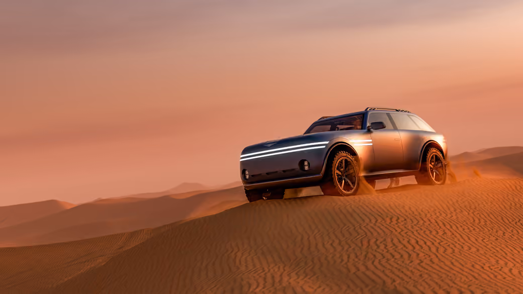 Genesis X Gran Equator Concept at Sunset — desktop and phone wallpaper, free download