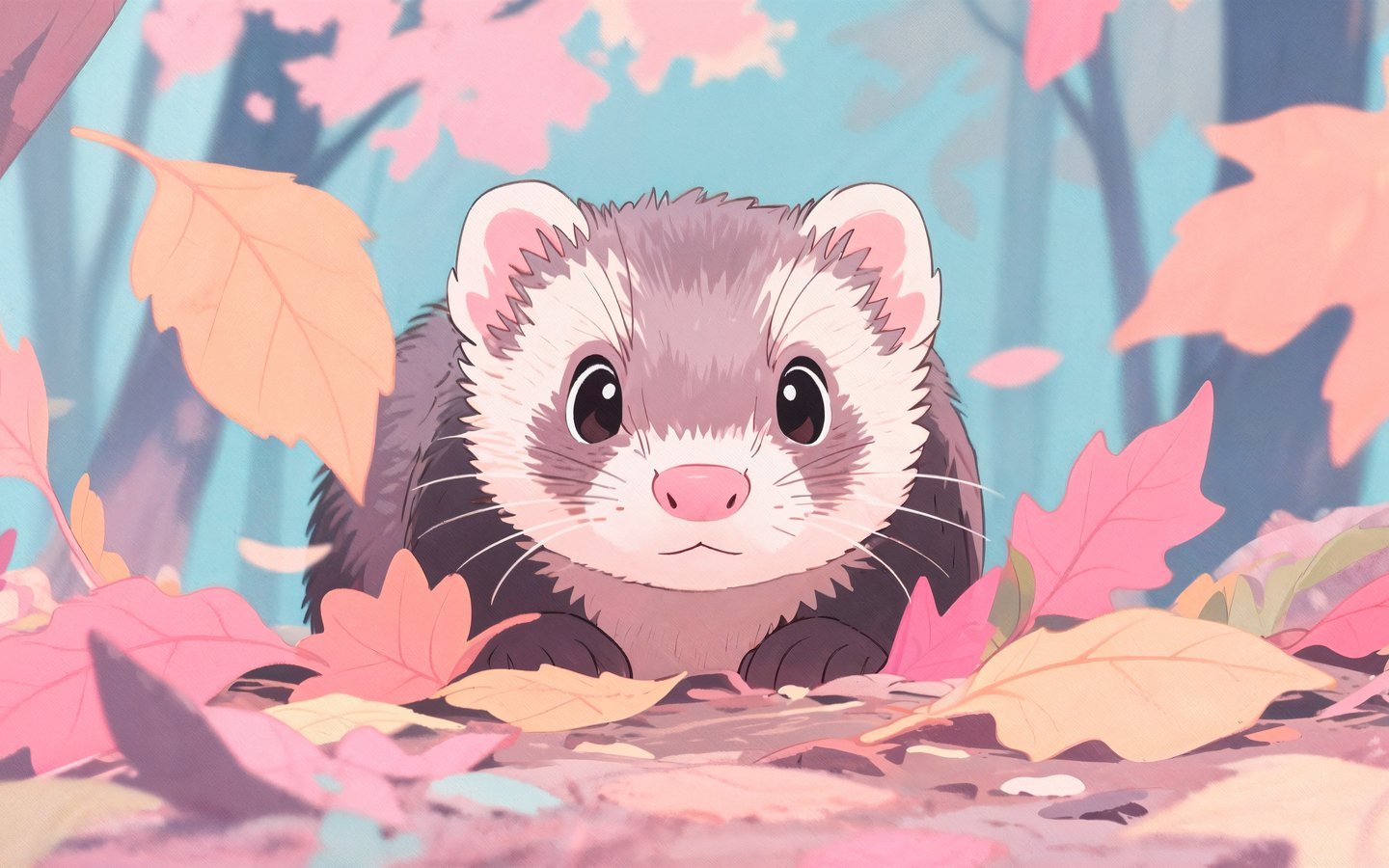 Ferret in Autumn Forest - WSXGA wallpapers in 1440x900 resolution