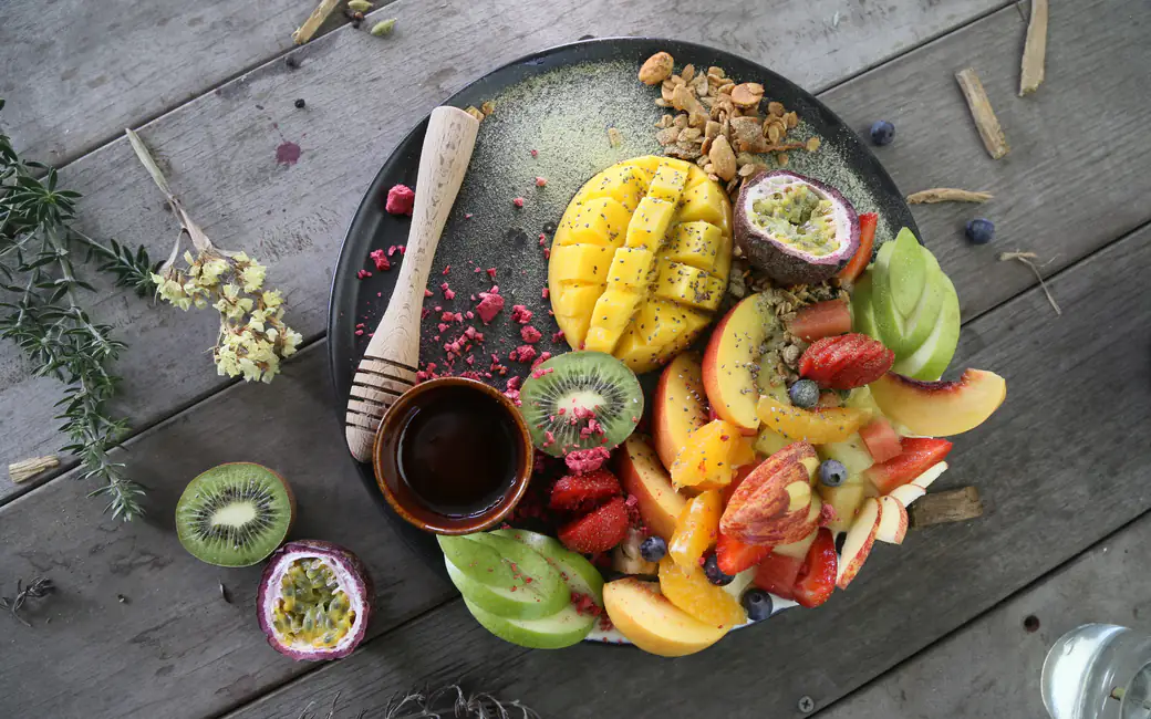 Fresh Fruit Breakfast Plate — desktop and phone wallpaper, free download