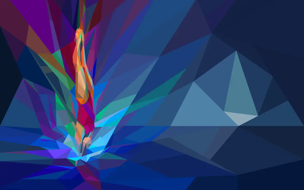Low Poly Diver Jumping in Pool — desktop and phone wallpaper, free download