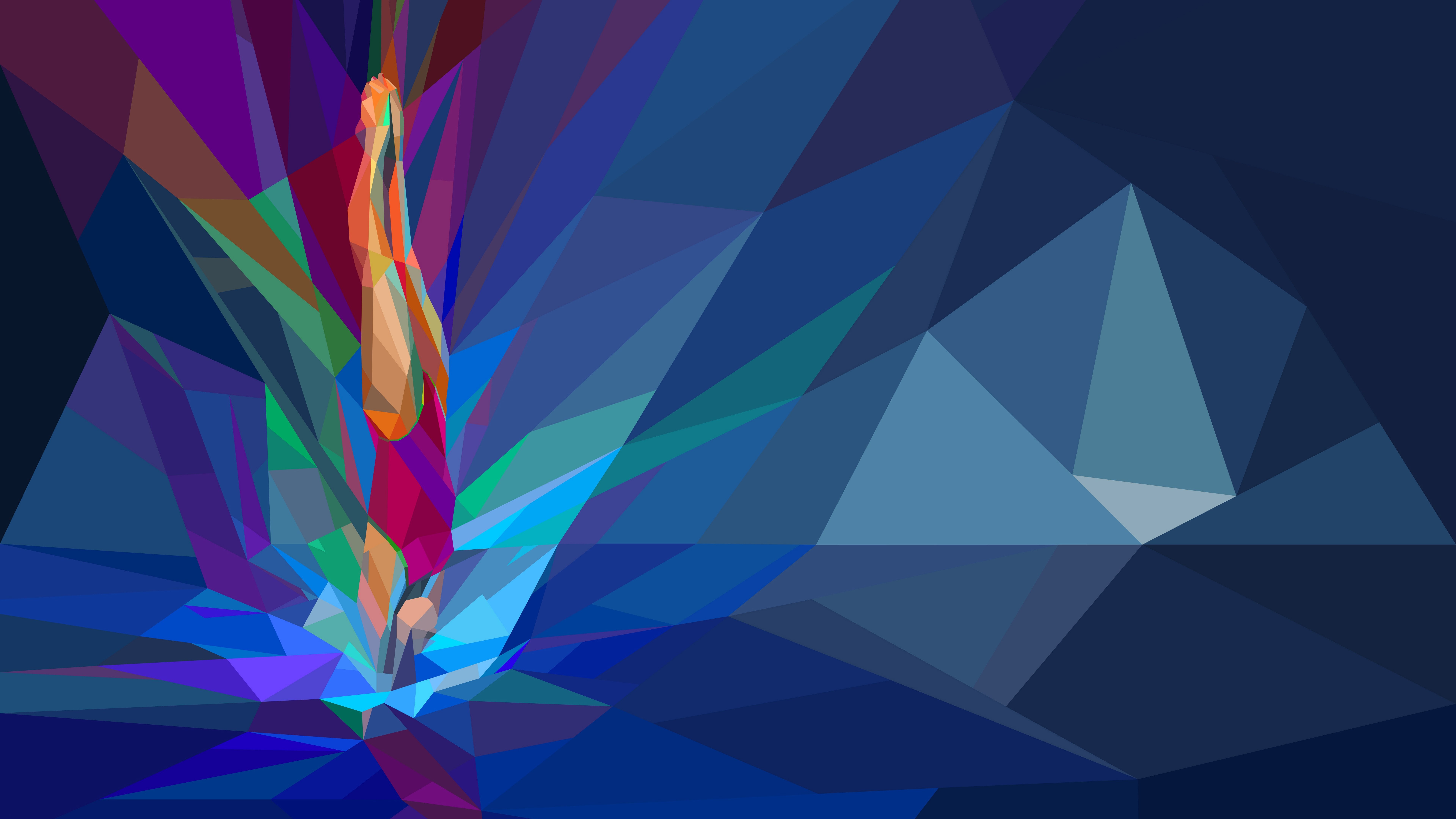 Low Poly Diver Jumping in Pool - 8K wallpapers in 7680x4320 resolution