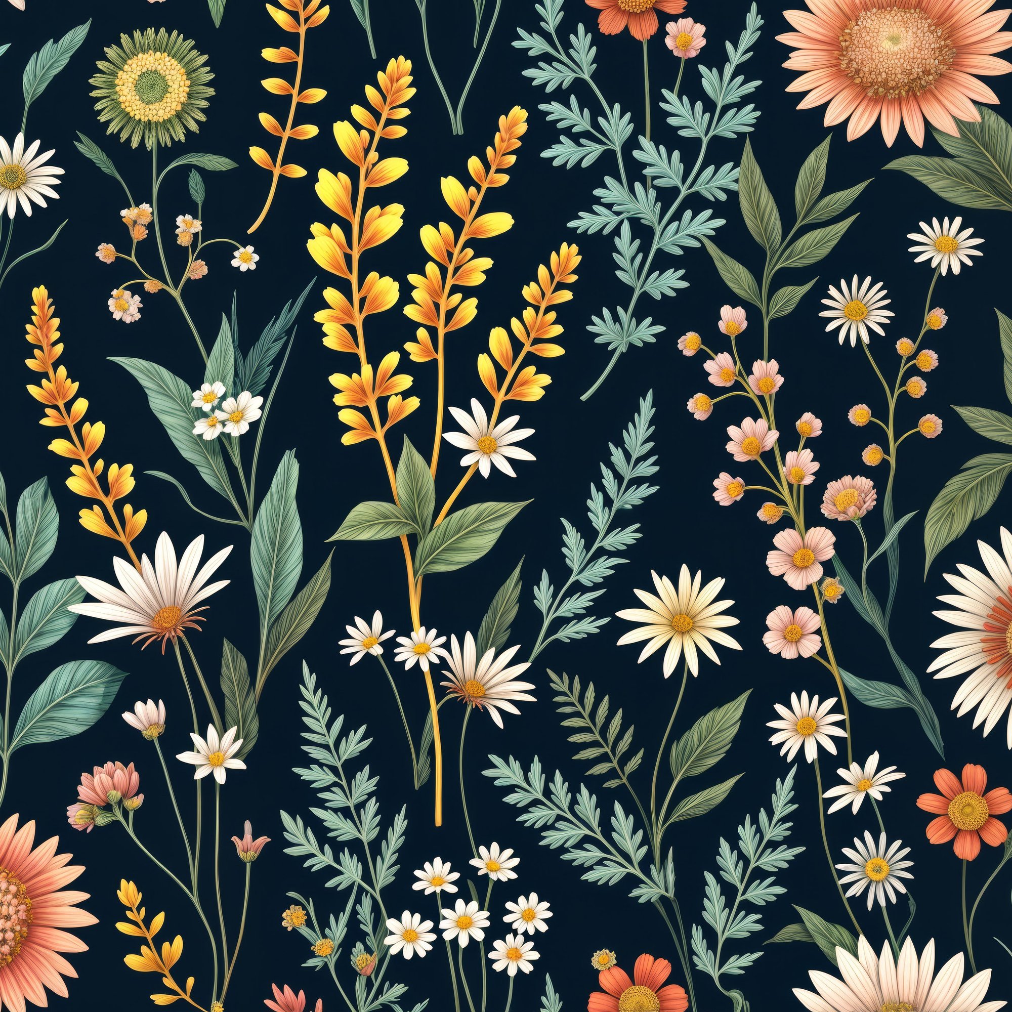 Spring Floral Meadow Pattern - Wallpapers for Samsung/Xiaomi in 2000x2000 resolution