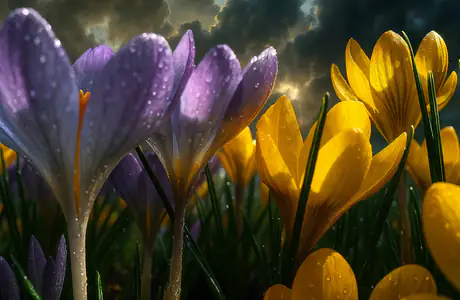 WSXGA+ wallpapers (1680x1050): spring, crocuses, field, storm
