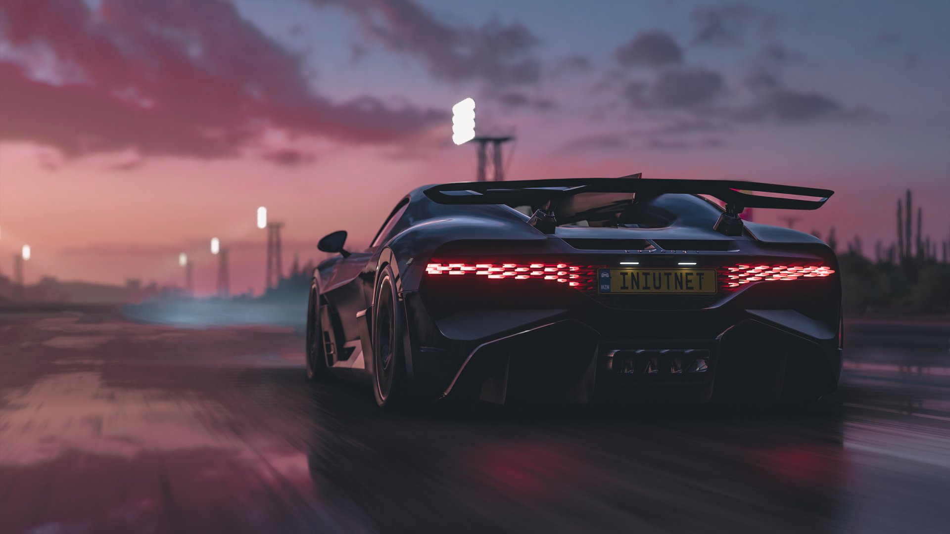 Bugatti Divo на мокрой трассе - Full HD обои в разрешении 1920x1080
