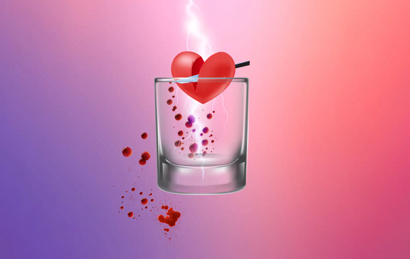 Blade Pierces Red Heart Symbol — desktop and phone wallpaper, free download